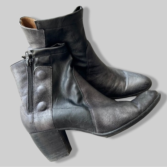 France Mode Metallic Leather Smooth  Leather Mixed Ankle Boots - Picture 1 of 14